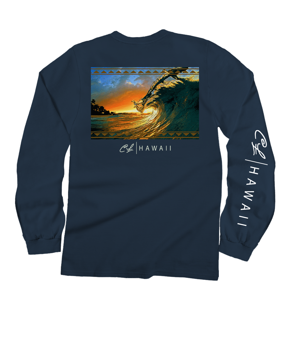 Clark Little King Kamehameha - Navy Long Sleeve Crewneck T-Shirt